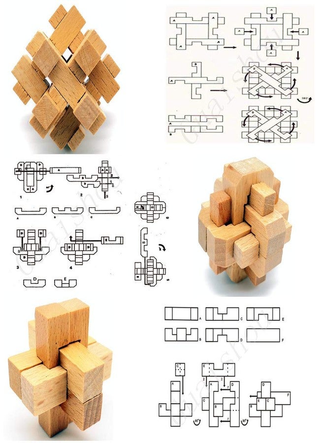 Guaishou 10-in-One 3D Small Wooden Puzzles Kongming Lock IQ Test Toy for Teens and Adults - Image 5